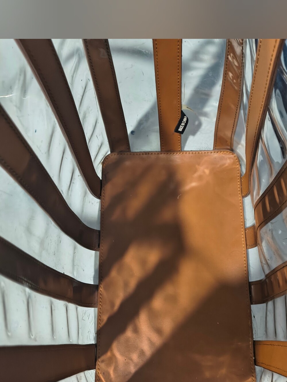 Loeffler Randall Marlena Clear PVC & Tan Leather Striped Tote Bag - Picture 14 of 14
